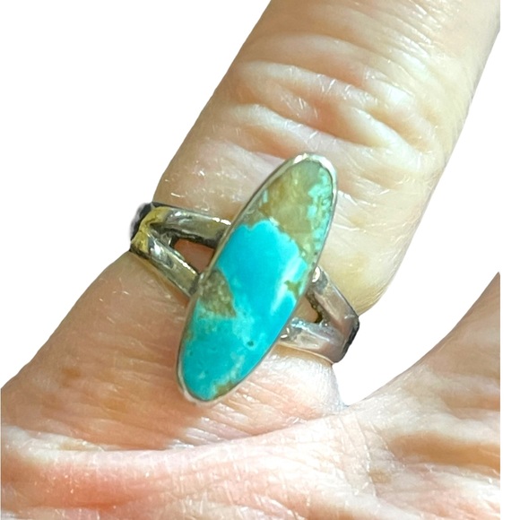 Vintage Bell Trading post oblong Torquoise sterling silver 925 ring Southwestern - Picture 3 of 9